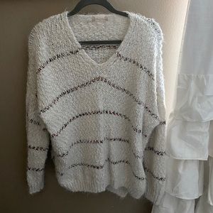 Altar’d state Eyelash Striped Fuzzy Sweater M/L